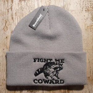 Fight me Coward embroidered raccoon beanie hat y2k funny animal winter autumn